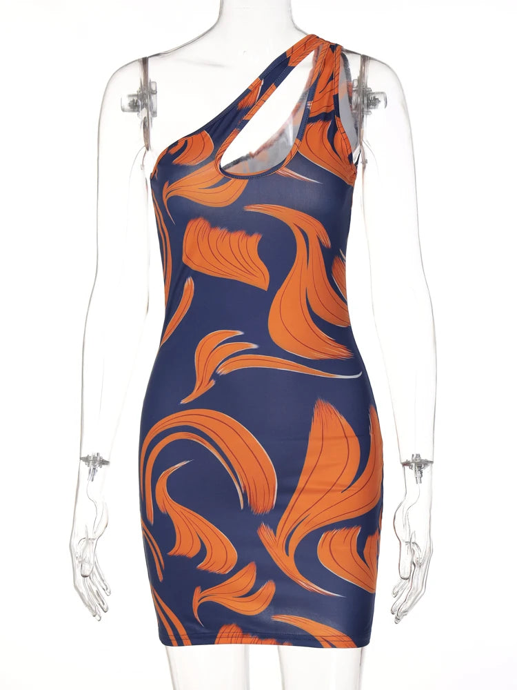 One Shoulder Sleeveless Mini Dress