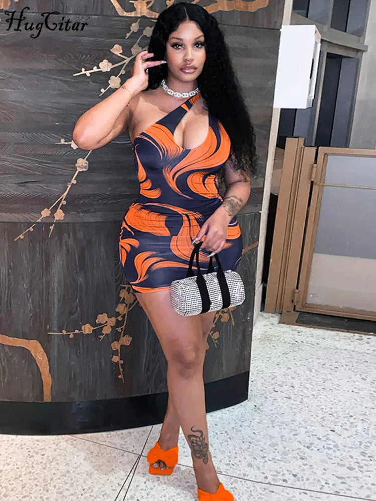 One Shoulder Sleeveless Mini Dress