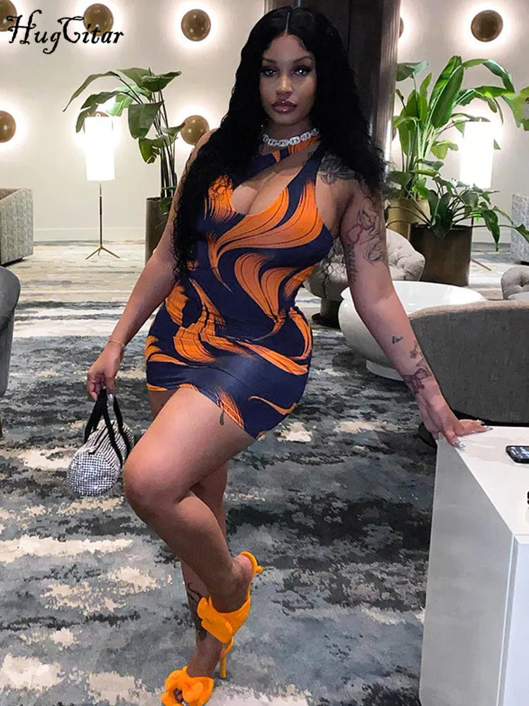 One Shoulder Sleeveless Mini Dress