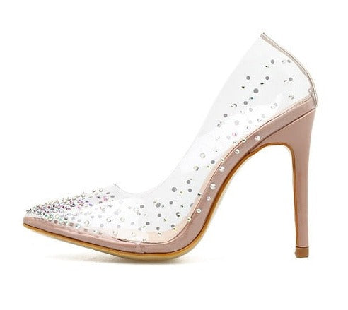 Transparent Rhinestone Pumps