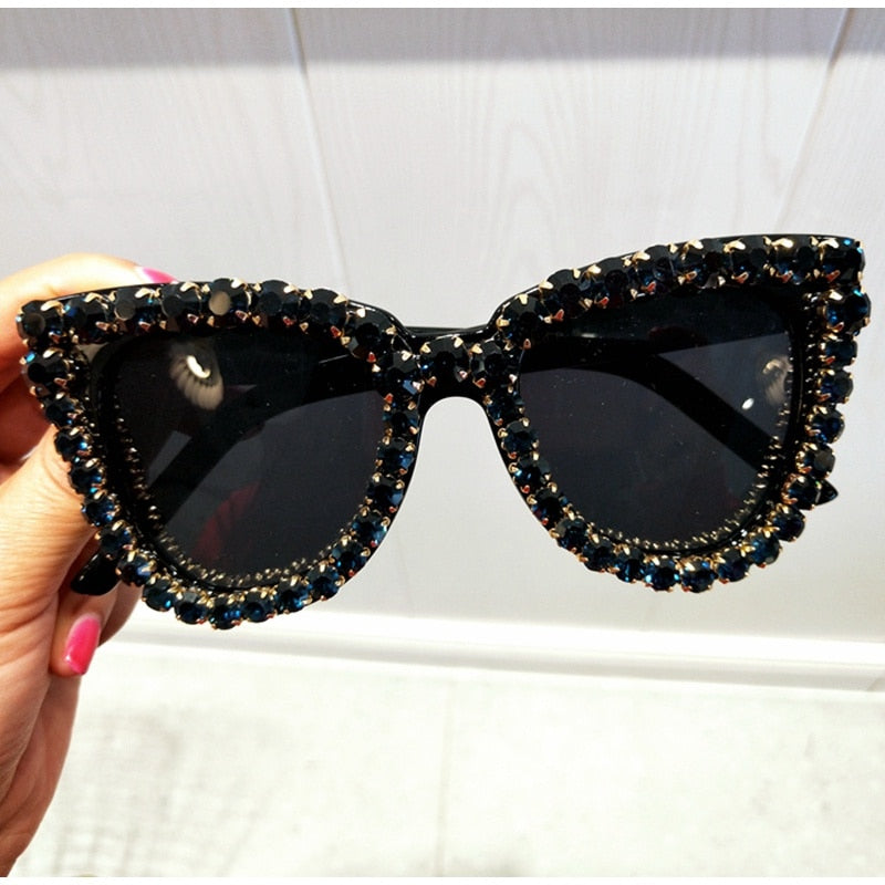 Vintage Crystal Cat Eye Sunglasses UV400