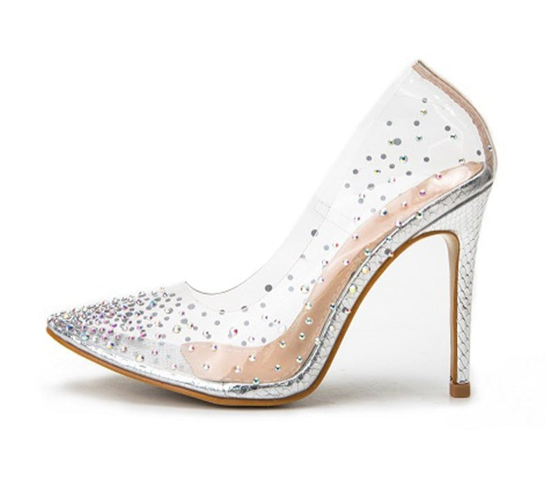 Transparent Rhinestone Pumps