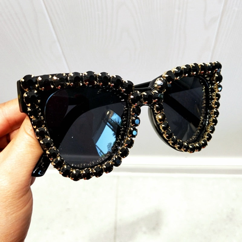 Vintage Crystal Cat Eye Sunglasses UV400