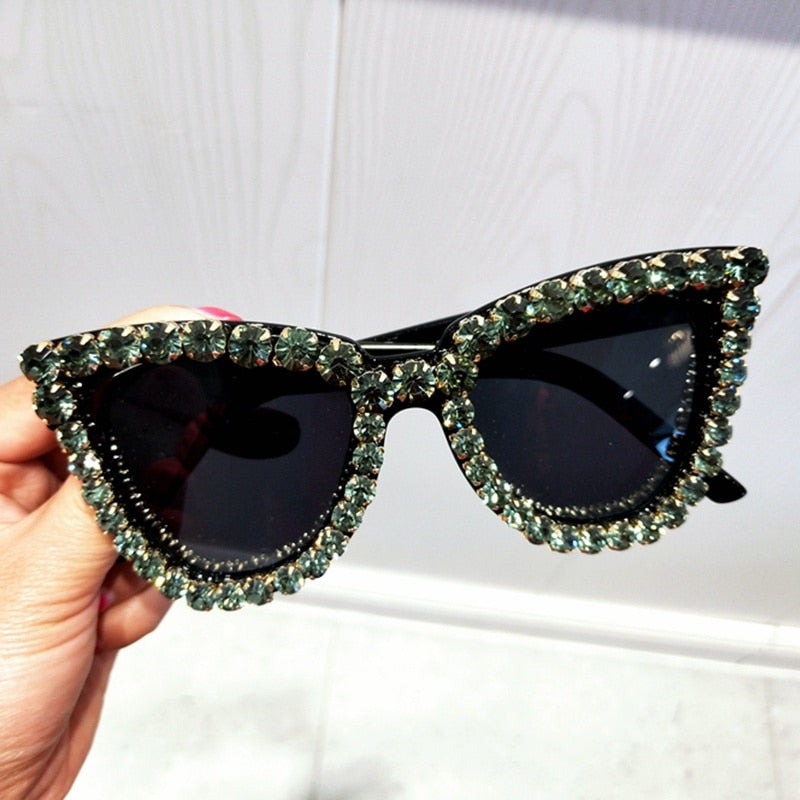 Vintage Crystal Cat Eye Sunglasses UV400