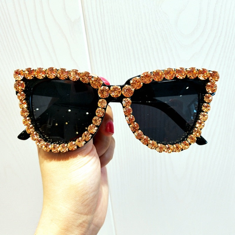 Vintage Crystal Cat Eye Sunglasses UV400