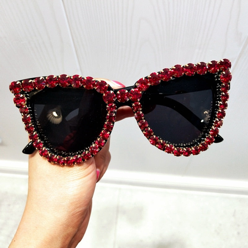 Vintage Crystal Cat Eye Sunglasses UV400