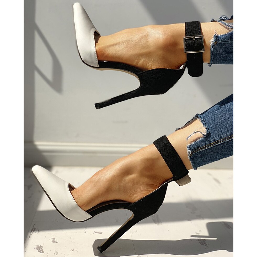 Pointy Toe Buckled Strap Heels