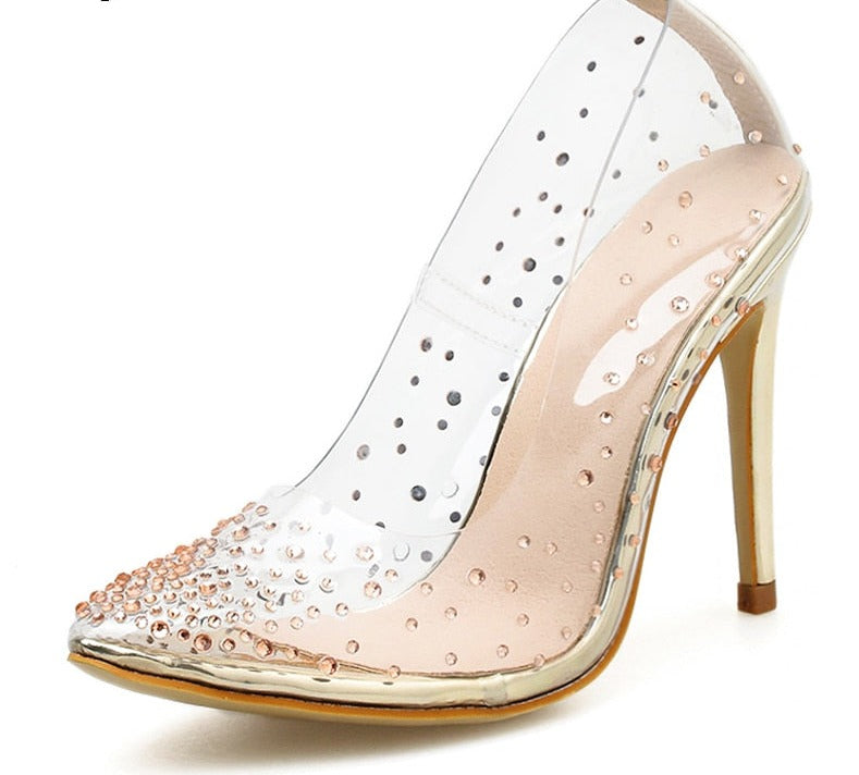 Transparent Rhinestone Pumps