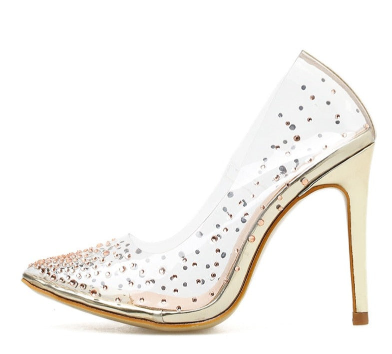 Transparent Rhinestone Pumps