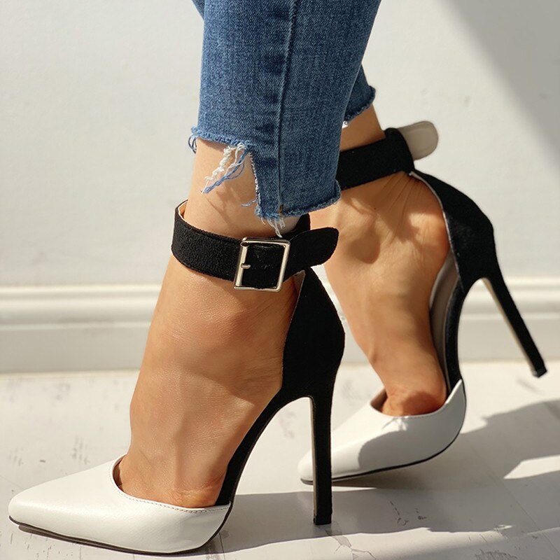 Pointy Toe Buckled Strap Heels