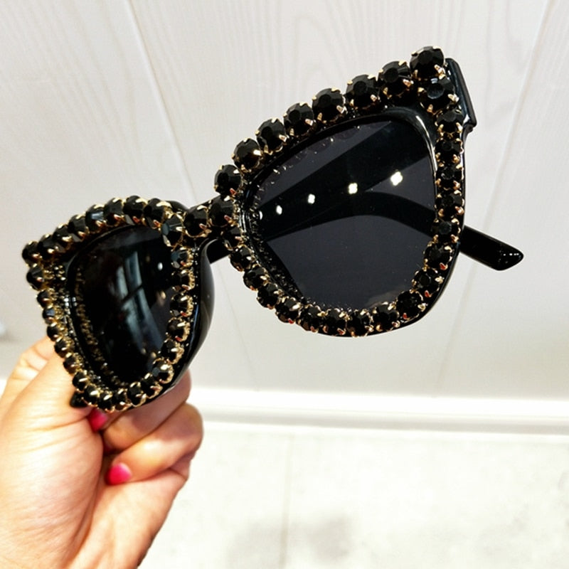 Vintage Crystal Cat Eye Sunglasses UV400