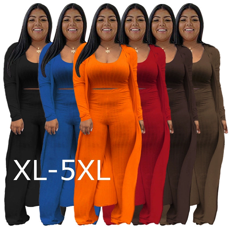 Plus Size Cardigan Pants Set