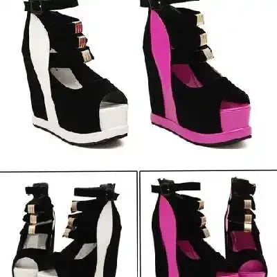 Platform Patchwork Sandal Wedges