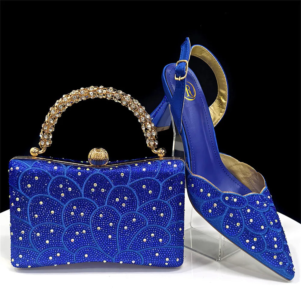 Italian Rhinestone Shoes and Handbags Set