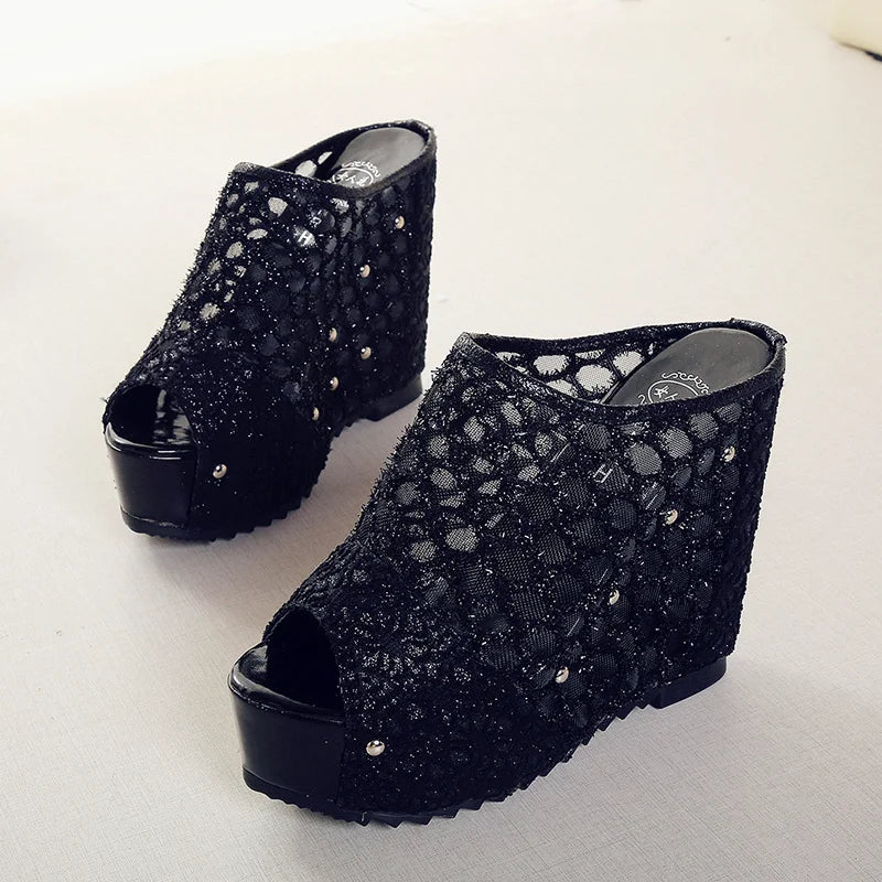 Women Mesh Sandals Platform Wedge Shoes