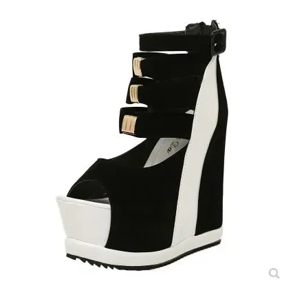 Platform Patchwork Sandal Wedges