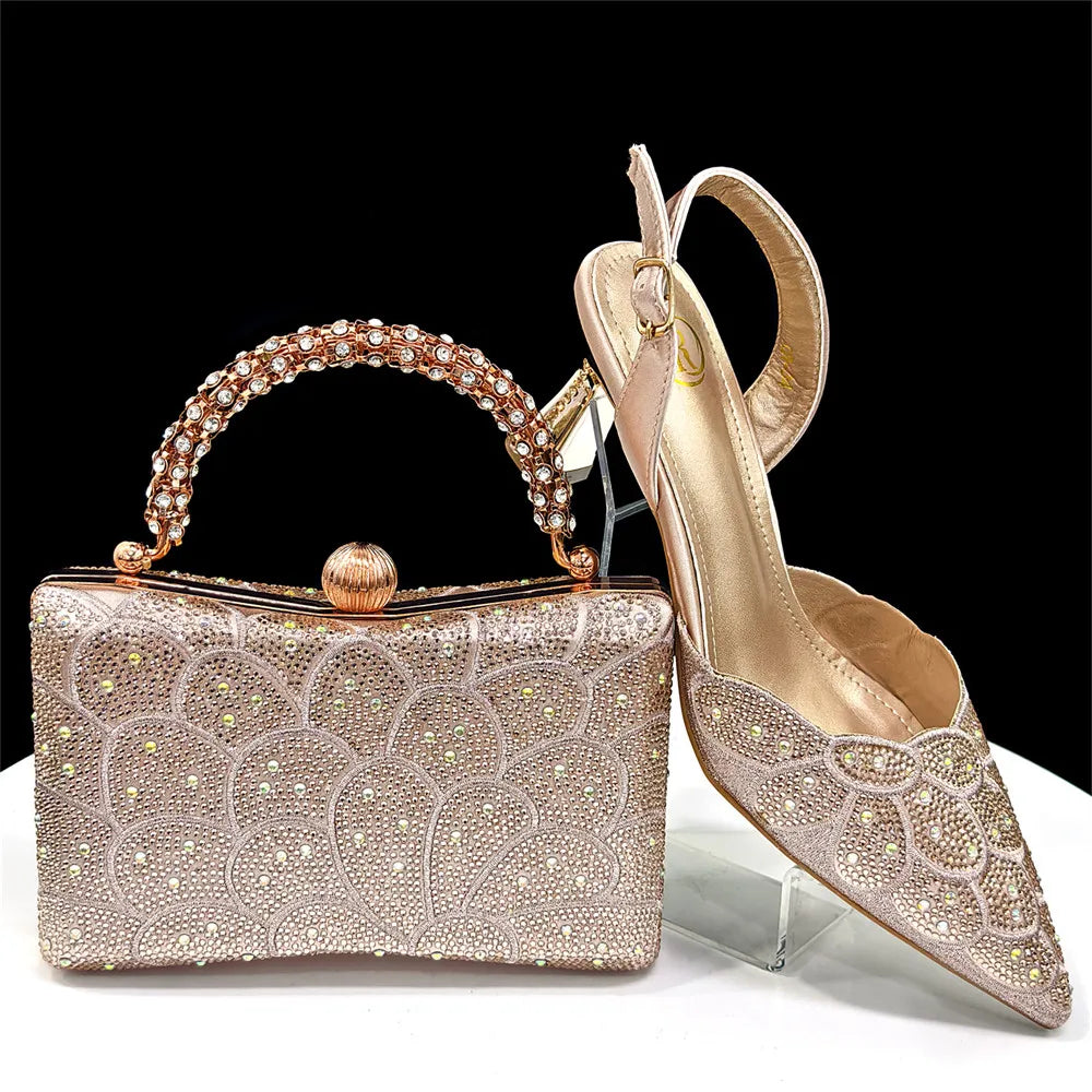 Italian Rhinestone Shoes and Handbags Set