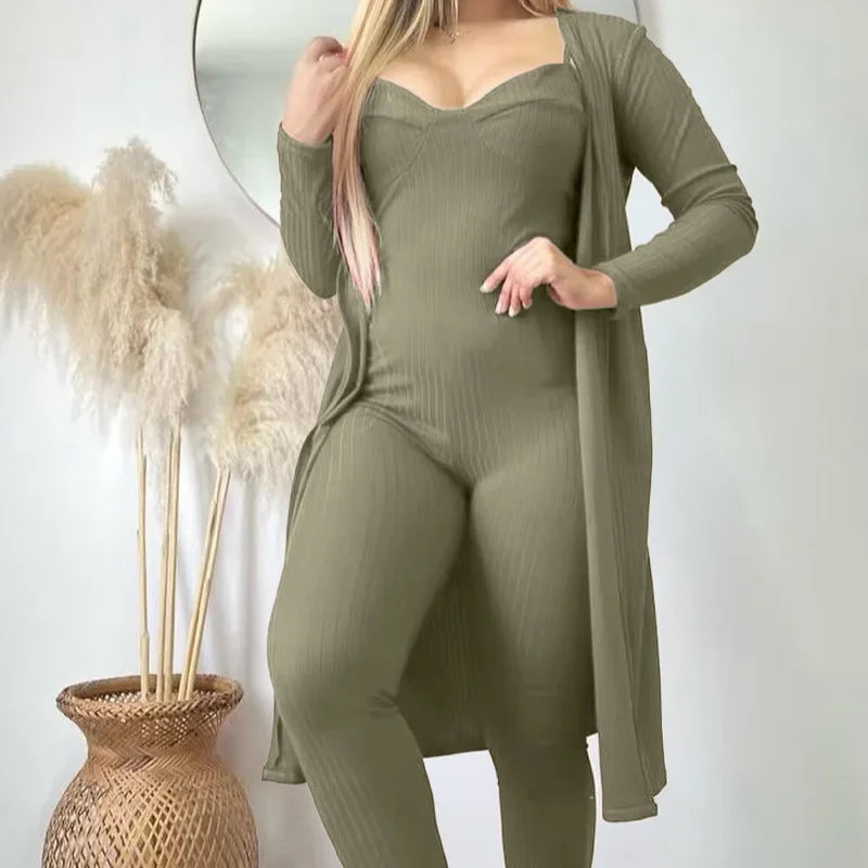 Fashion Cardigan V-neck Strap Jumpsuit