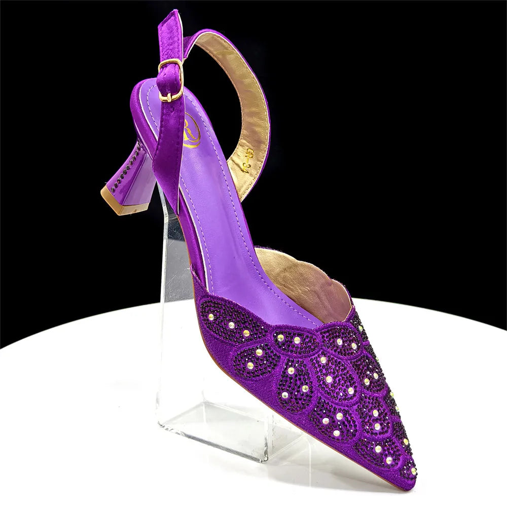 Italian Rhinestone Shoes and Handbags Set