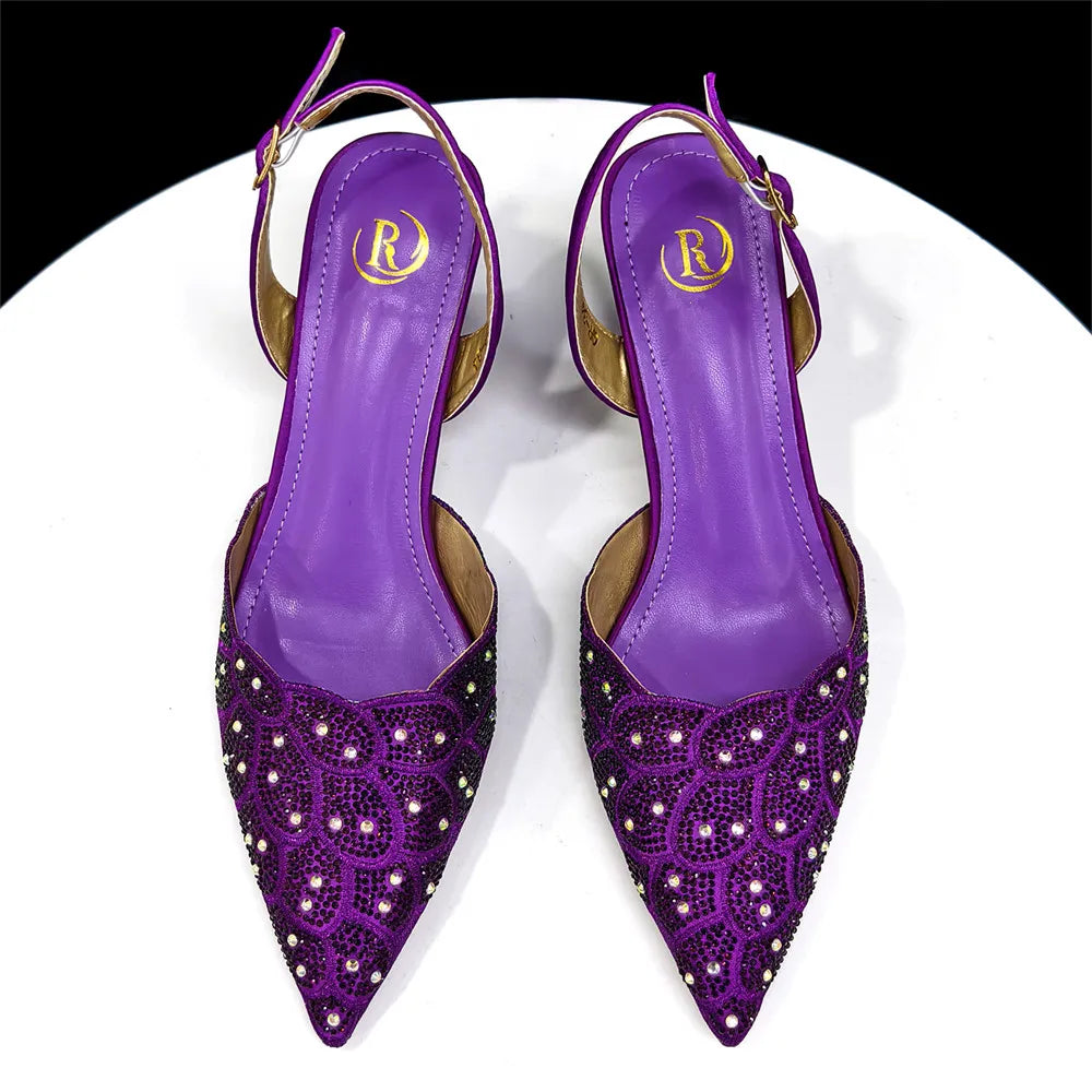 Italian Rhinestone Shoes and Handbags Set