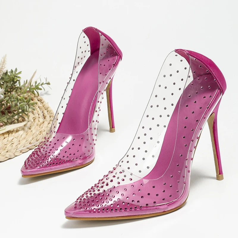 Clear Pink Spike Heels