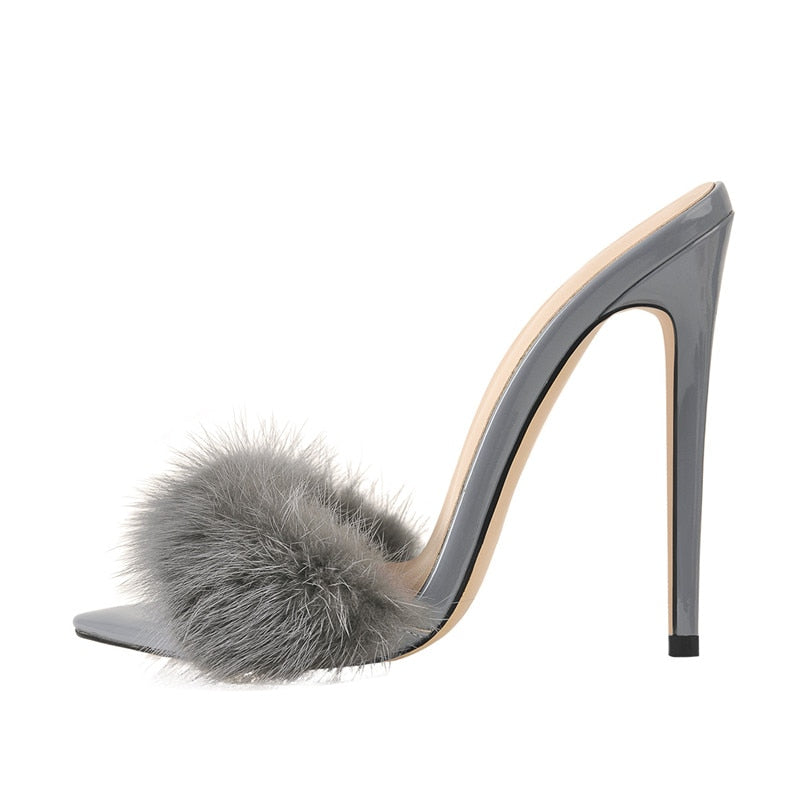 Fur Slipper Heels