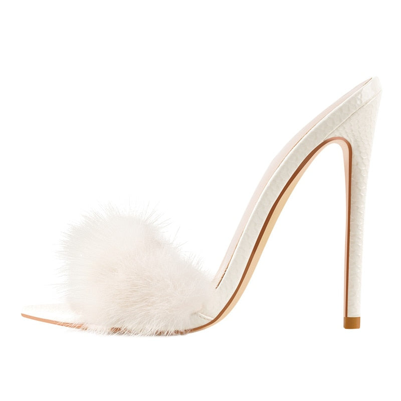 Fur Slipper Heels