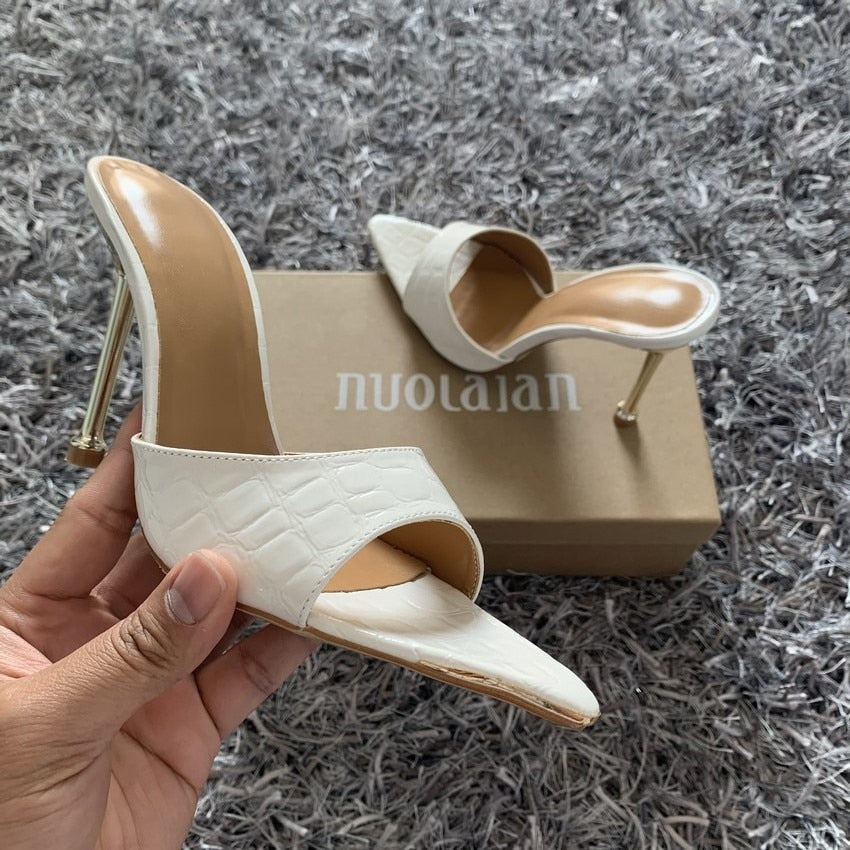 Snakeskin Print Pointed Toe high heels