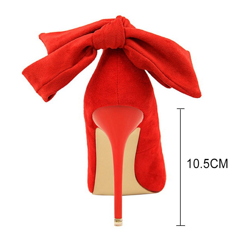 Women's Suede Bow-knot High Heels