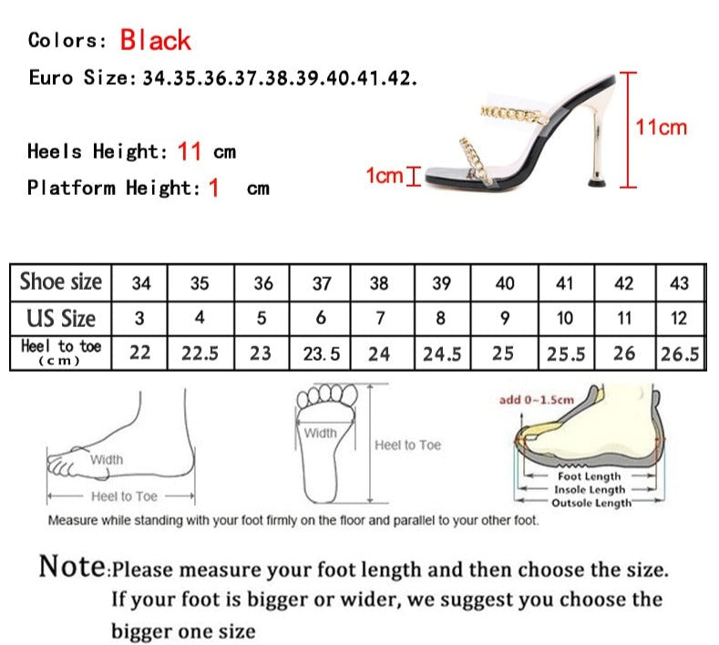 Square Toe Chain Strap High Heels