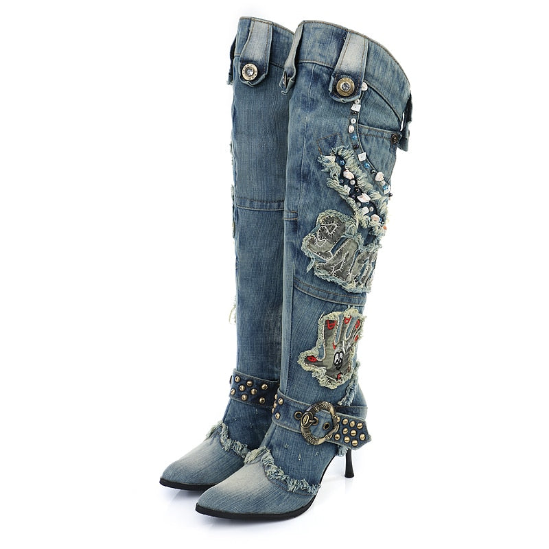 Denim Knee High Boot