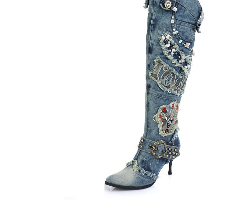 Denim Knee High Boot