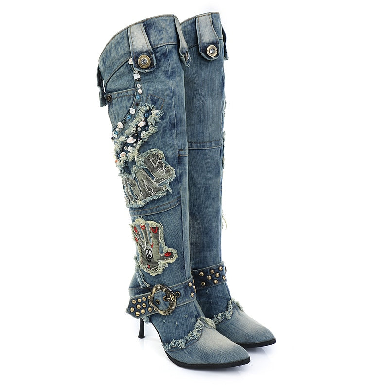 Denim Knee High Boot