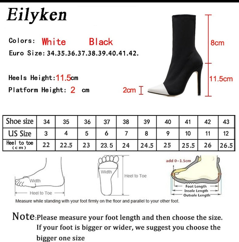 Knitted Stretch Sock Ankle Pointed Toe Boots