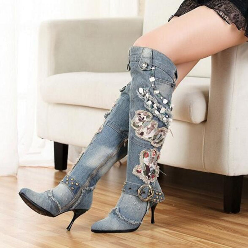 Denim Knee High Boot