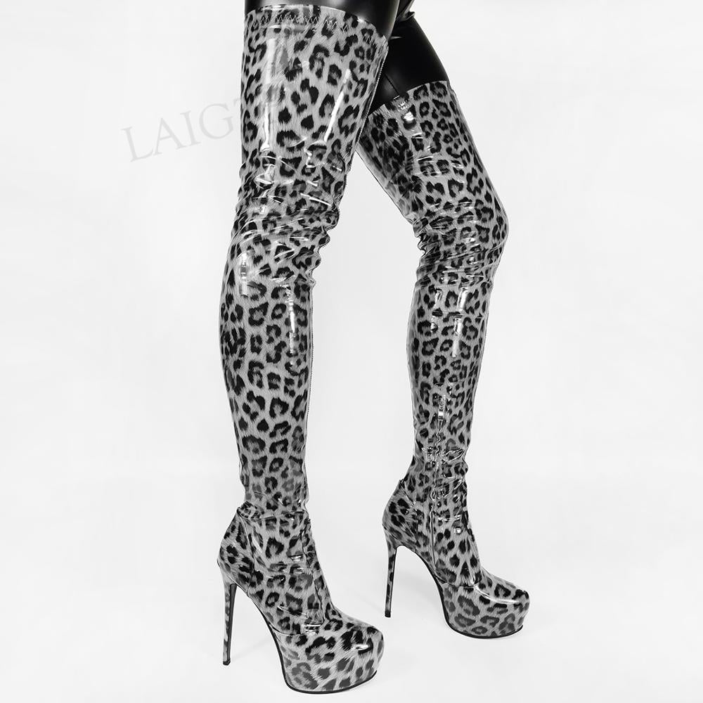 Thigh High Boots - Animal Print