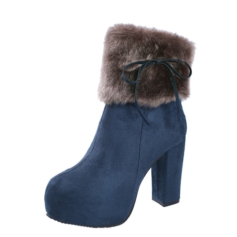 Winter High Heels Boots with Fur