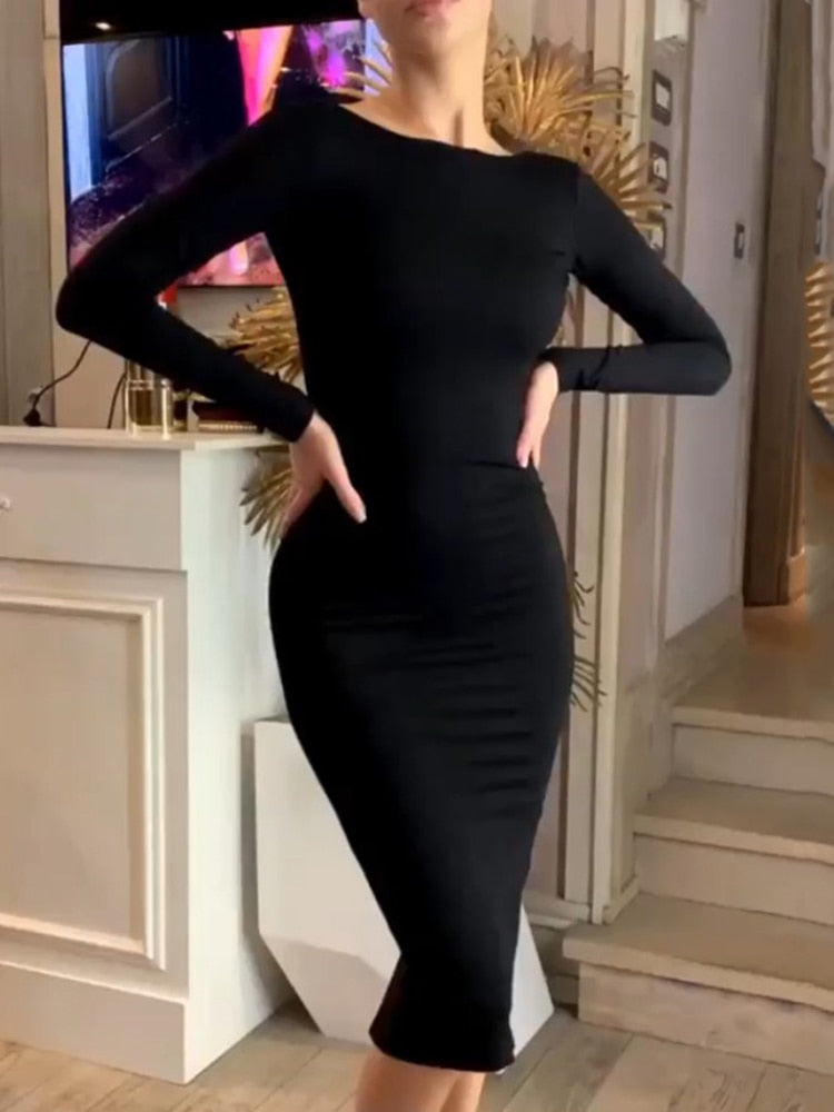 Two Ways to Wear Long Sleeve Zipper Bandage Dress