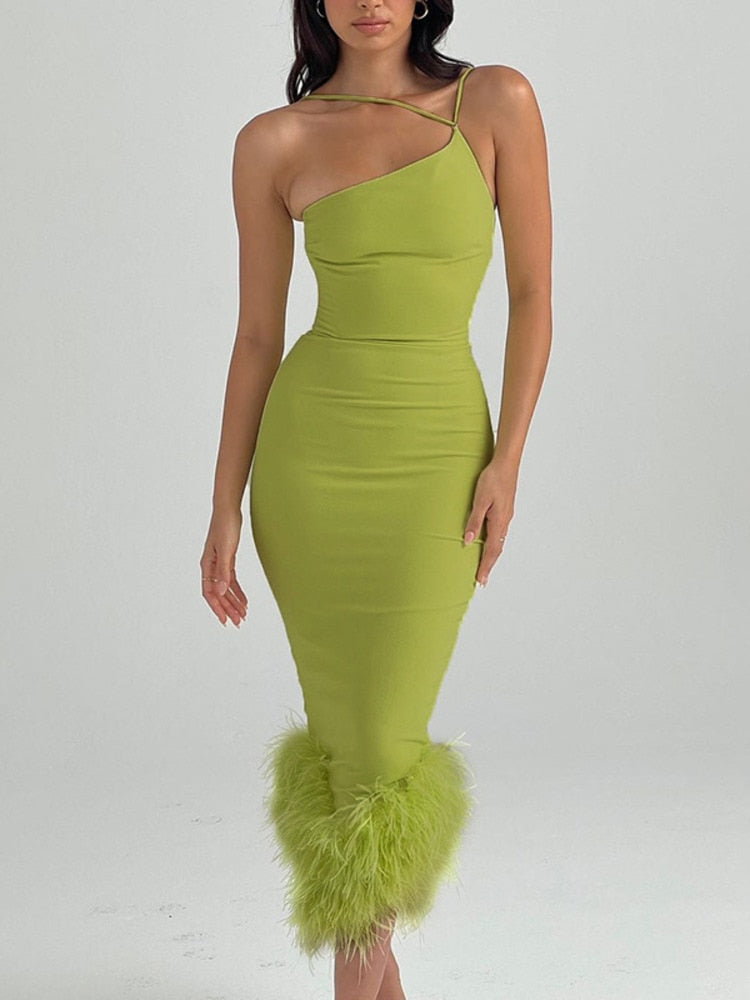 Feathered Bottom Midi