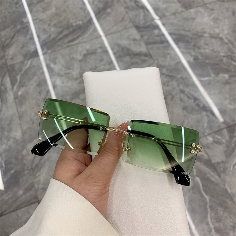 Rectangle Earth-Tone Shades Gradient Sunglasses