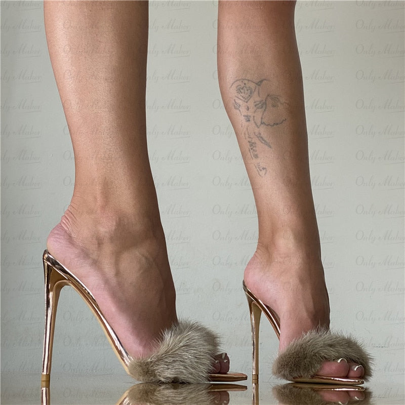 Fur Slipper Heels