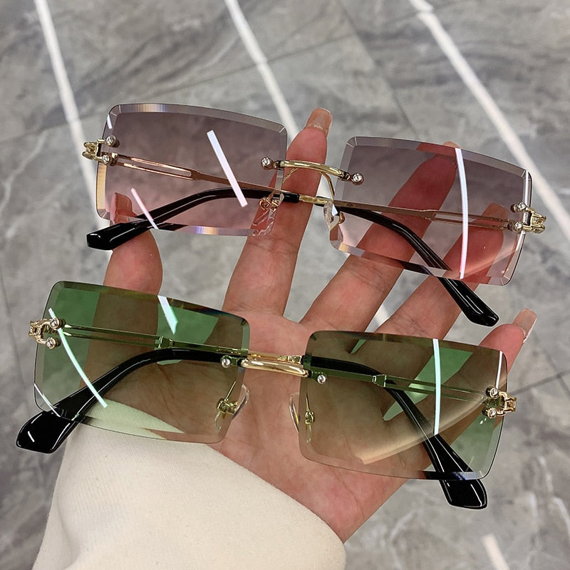 Rectangle Earth-Tone Shades Gradient Sunglasses