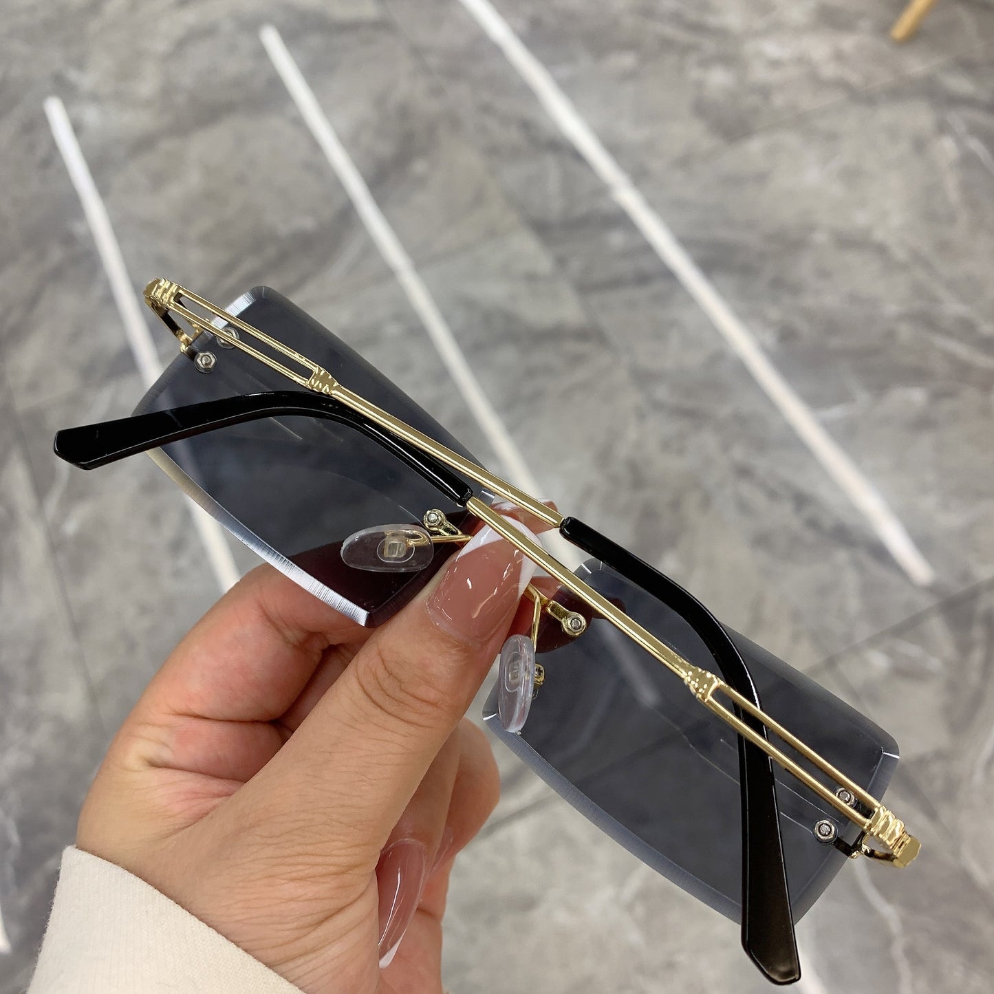 Rectangle Earth-Tone Shades Gradient Sunglasses