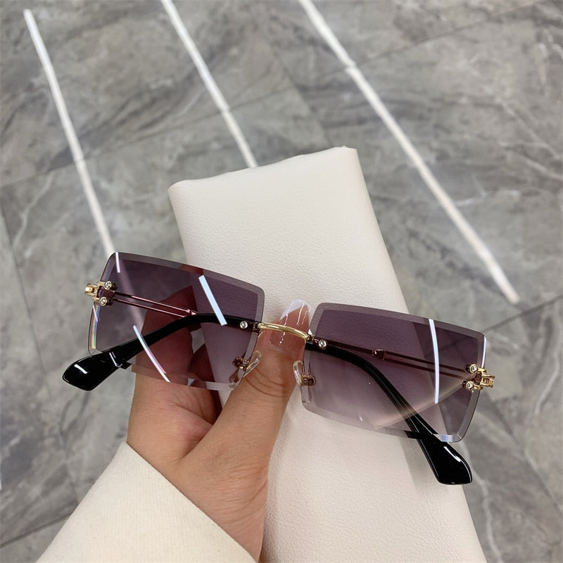 Rectangle Earth-Tone Shades Gradient Sunglasses