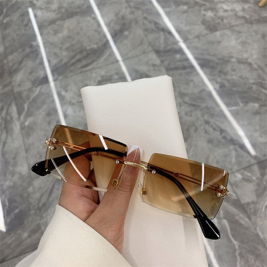 Rectangle Earth-Tone Shades Gradient Sunglasses