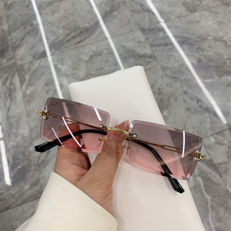 Rectangle Earth-Tone Shades Gradient Sunglasses